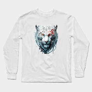 Tiger Portrait Animal Painting Wildlife Outdoors Adventure Long Sleeve T-Shirt